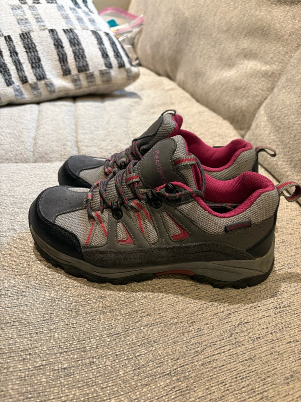 BearPaw Gray and Pink Women's Athletic Hiking Shoes
